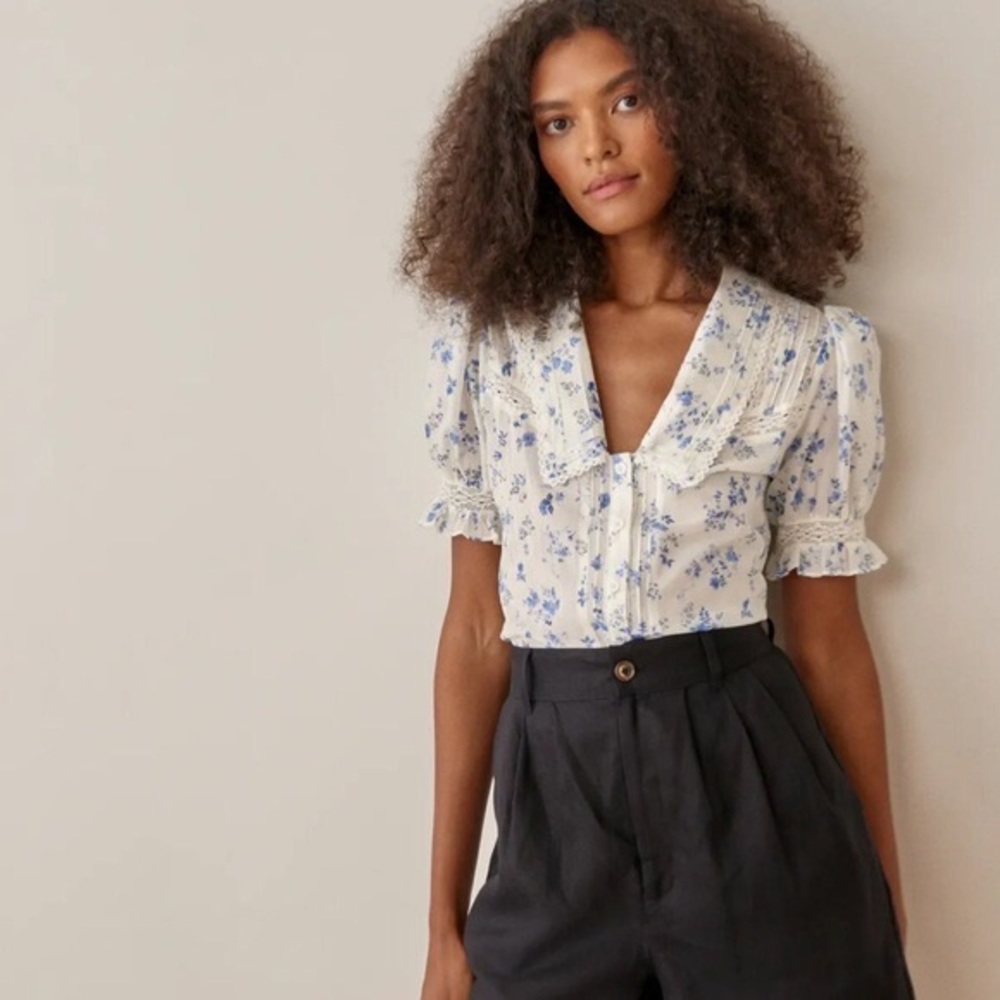 Reformation Hara puff sleeve blouse xs